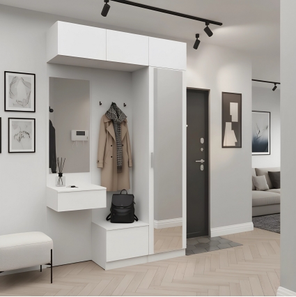 Набор мебели для прихожей "Марсель-206" МР 01-206 В2490 Ш1500 Г420 (ЛДСП Белый премиум) Набор мебели для прихожей "Марсель-206" МР 01-206 В2490 Ш1500 Г420 (ЛДСП Белый премиум)